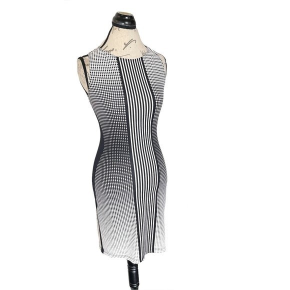 Max Studio Dress Size XS Womens Sheath Bodycon Polka Dots Striped Y2K Baddie - Picture 2 of 12